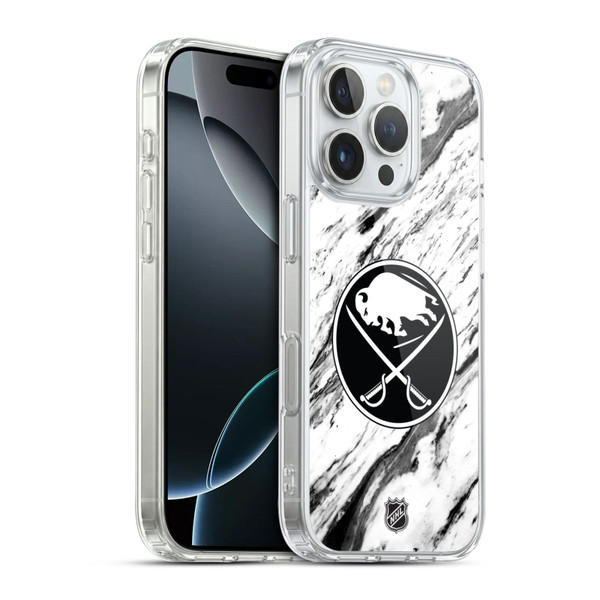 NHL Buffalo Sabres Marble Soft Gel Case for Apple iPhone 16 Pro