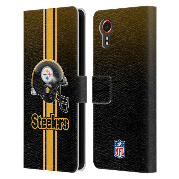 NFL Pittsburgh Steelers Logo Helmet Leather Book Wallet Case Cover For Samsung Galaxy Xcover7 5G