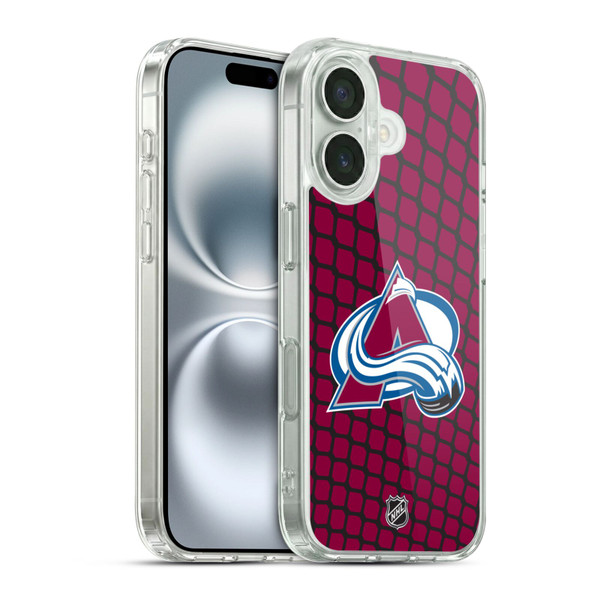 NHL Colorado Avalanche Net Pattern Soft Gel Case for Apple iPhone 16 & MagSafe