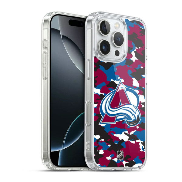 NHL Colorado Avalanche Camouflage Soft Gel Case for Apple iPhone 16 Pro & MagSafe
