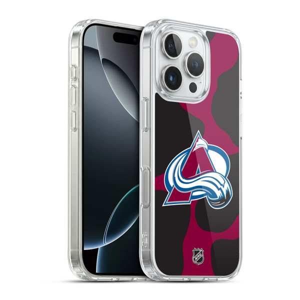 NHL Colorado Avalanche Cow Pattern Soft Gel Case for Apple iPhone 16 Pro & MagSafe