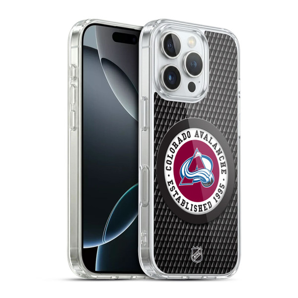 NHL Colorado Avalanche Puck Texture Soft Gel Case for Apple iPhone 16 Pro & MagSafe