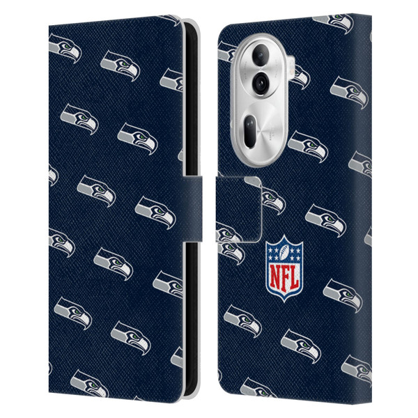 NFL Seattle Seahawks Artwork Patterns Leather Book Wallet Case Cover For OPPO Reno11