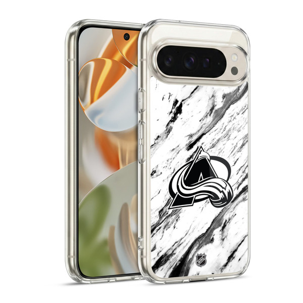 NHL Colorado Avalanche Marble Soft Gel Case for Google Pixel 9 / Pixel 9 Pro