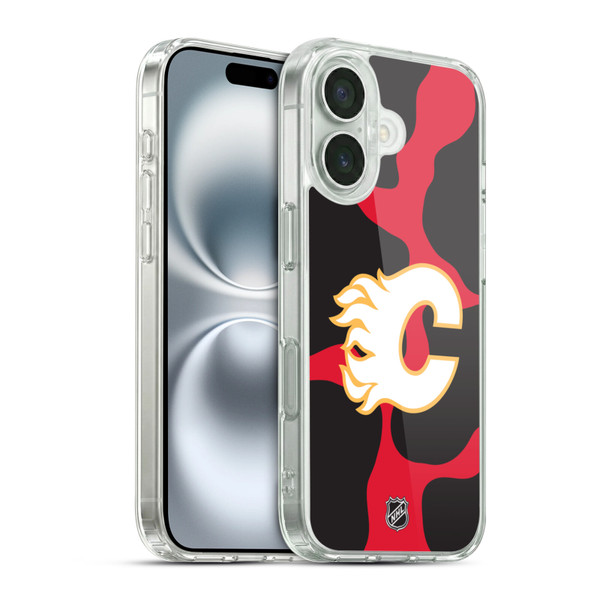 NHL Calgary Flames Cow Pattern Soft Gel Case for Apple iPhone 16 & MagSafe