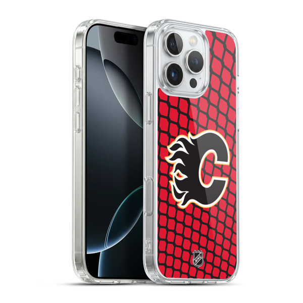 NHL Calgary Flames Net Pattern Soft Gel Case for Apple iPhone 16 Pro Max & MagSafe