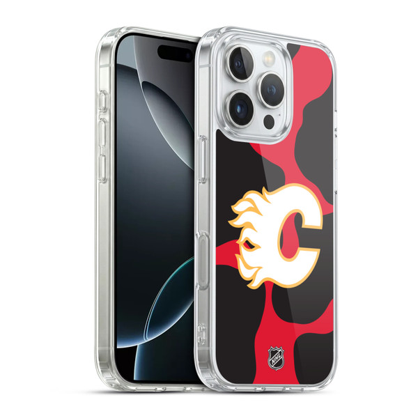 NHL Calgary Flames Cow Pattern Soft Gel Case for Apple iPhone 16 Pro & MagSafe