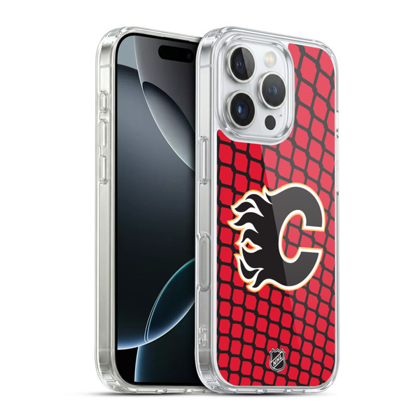 NHL Calgary Flames Net Pattern Soft Gel Case for Apple iPhone 16 Pro & MagSafe