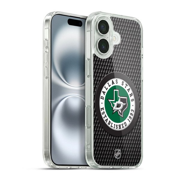 NHL Dallas Stars Puck Texture Soft Gel Case for Apple iPhone 16 Plus