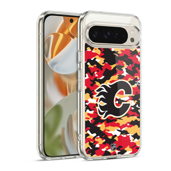 NHL Calgary Flames Camouflage Soft Gel Case for Google Pixel 9 / Pixel 9 Pro