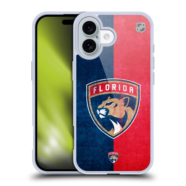 NHL Florida Panthers Half Distressed Soft Gel Case for Apple iPhone 16