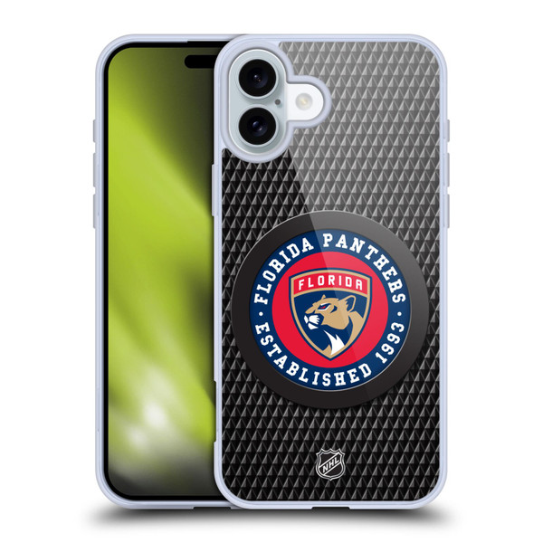 NHL Florida Panthers Puck Texture Soft Gel Case for Apple iPhone 16 Plus