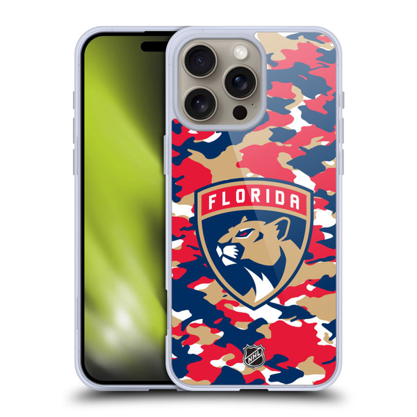 NHL Florida Panthers Camouflage Soft Gel Case for Apple iPhone 16 Pro Max