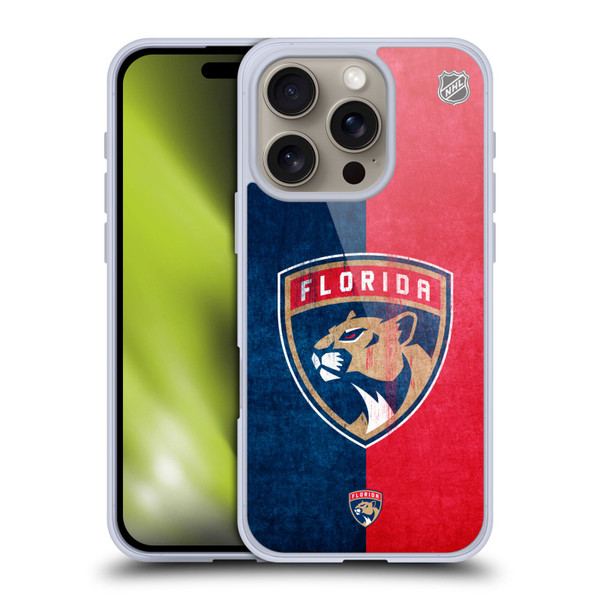 NHL Florida Panthers Half Distressed Soft Gel Case for Apple iPhone 16 Pro
