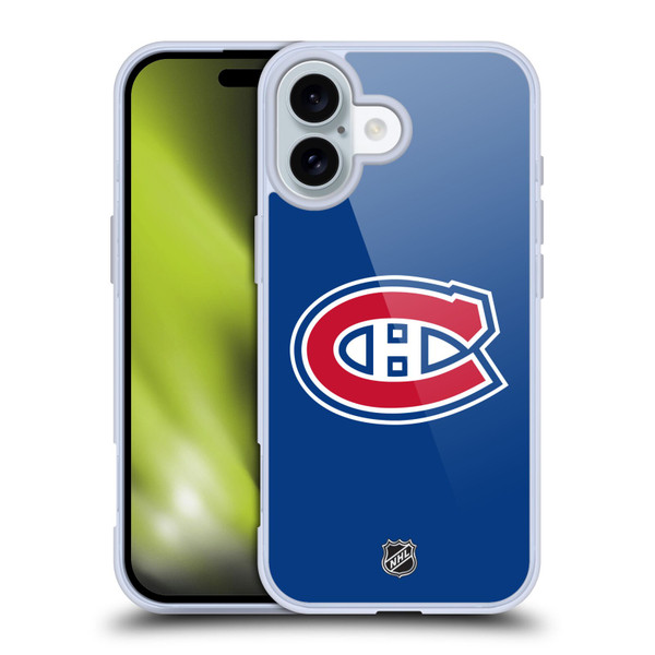 NHL Montreal Canadiens Plain Soft Gel Case for Apple iPhone 16