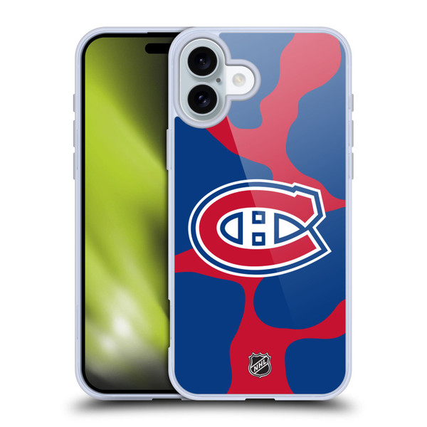 NHL Montreal Canadiens Cow Pattern Soft Gel Case for Apple iPhone 16 Plus
