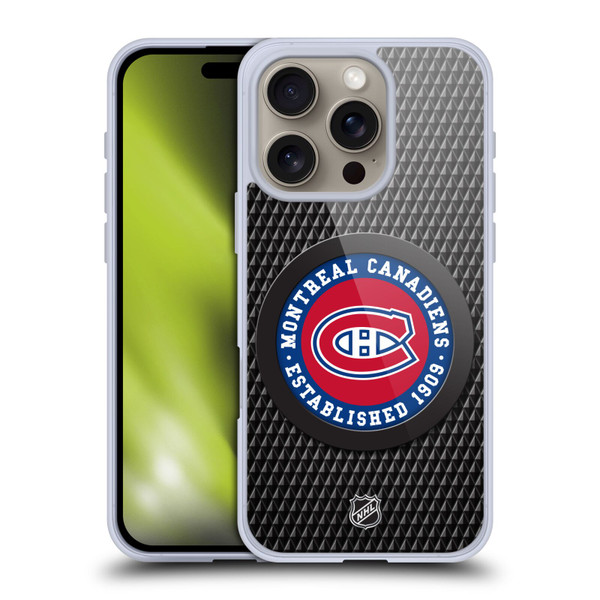 NHL Montreal Canadiens Puck Texture Soft Gel Case for Apple iPhone 16 Pro
