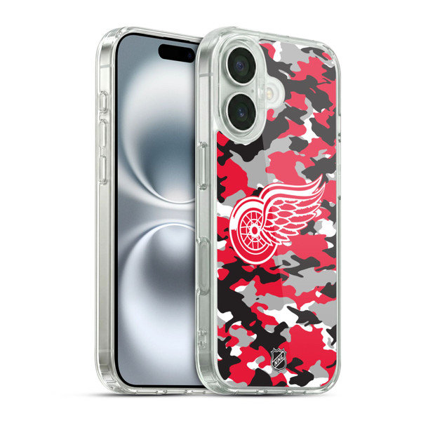 NHL Detroit Red Wings Camouflage Soft Gel Case for Apple iPhone 16 & MagSafe