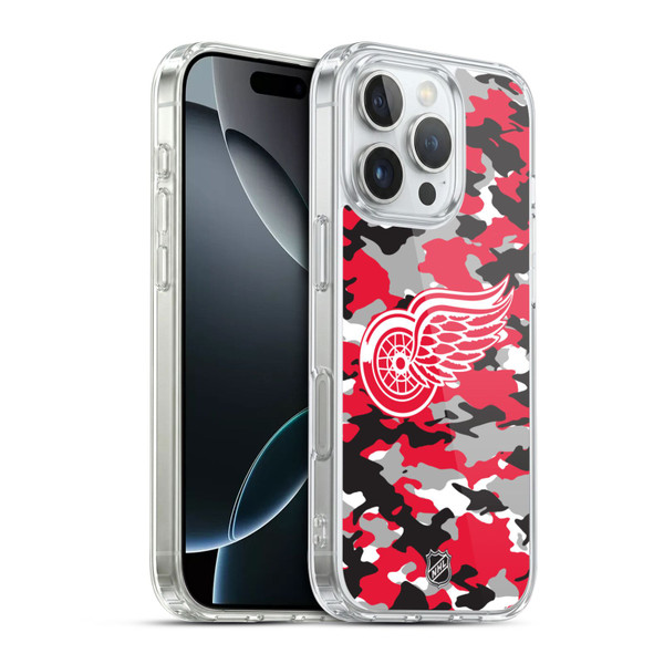 NHL Detroit Red Wings Camouflage Soft Gel Case for Apple iPhone 16 Pro & MagSafe