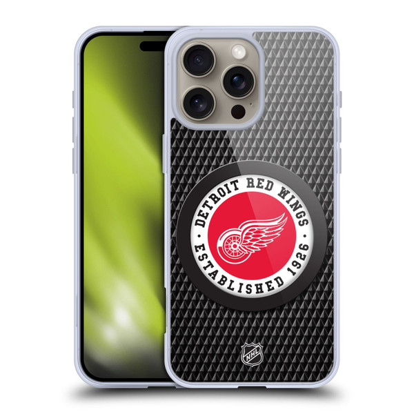 NHL Detroit Red Wings Puck Texture Soft Gel Case for Apple iPhone 16 Pro Max