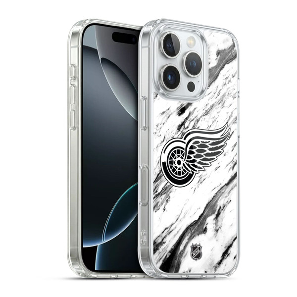NHL Detroit Red Wings Marble Soft Gel Case for Apple iPhone 16 Pro & MagSafe
