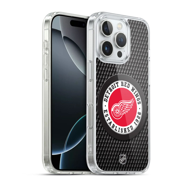NHL Detroit Red Wings Puck Texture Soft Gel Case for Apple iPhone 16 Pro & MagSafe