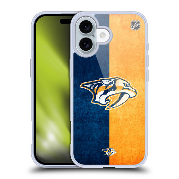 NHL Nashville Predators Half Distressed Soft Gel Case for Apple iPhone 16