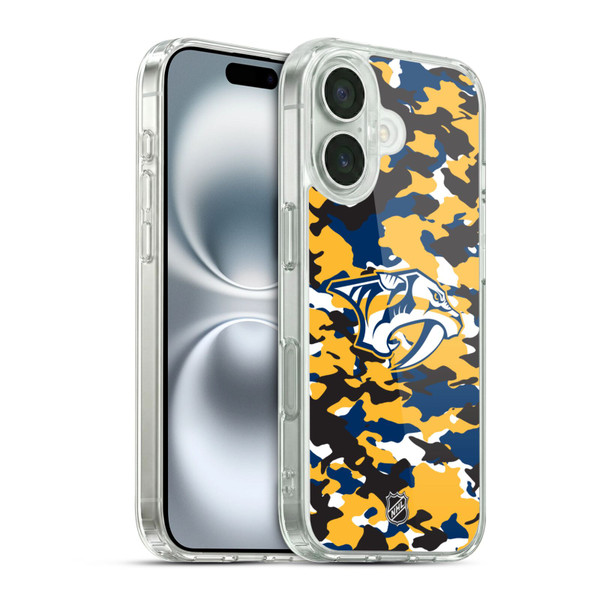NHL Nashville Predators Camouflage Soft Gel Case for Apple iPhone 16 & MagSafe