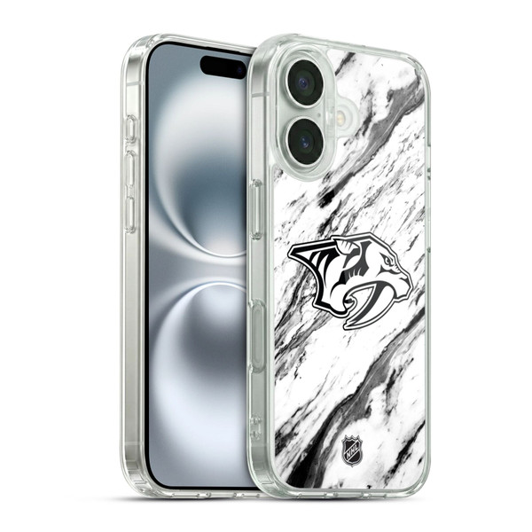 NHL Nashville Predators Marble Soft Gel Case for Apple iPhone 16 & MagSafe
