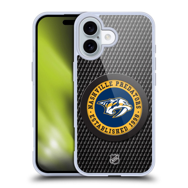 NHL Nashville Predators Puck Texture Soft Gel Case for Apple iPhone 16