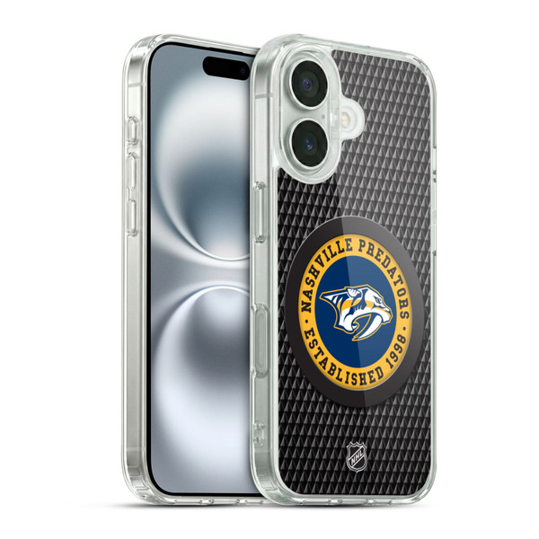 NHL Nashville Predators Puck Texture Soft Gel Case for Apple iPhone 16 & MagSafe