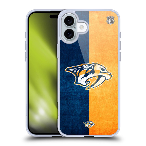 NHL Nashville Predators Half Distressed Soft Gel Case for Apple iPhone 16 Plus