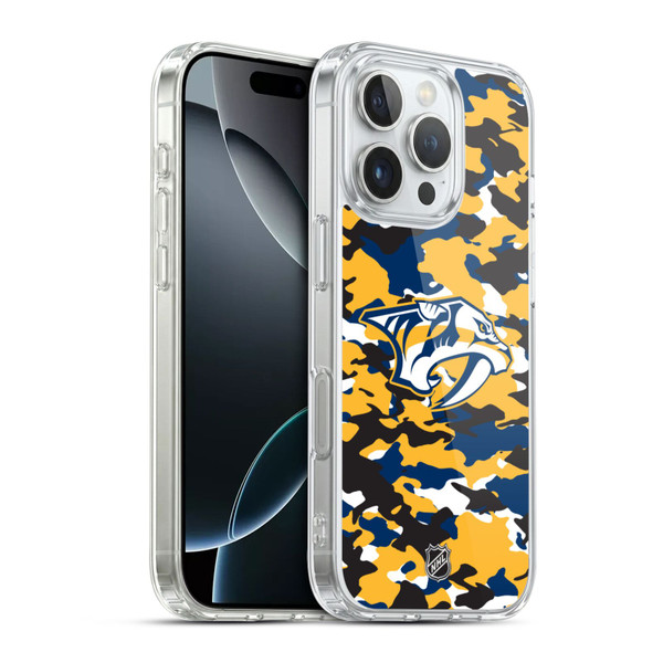 NHL Nashville Predators Camouflage Soft Gel Case for Apple iPhone 16 Pro & MagSafe
