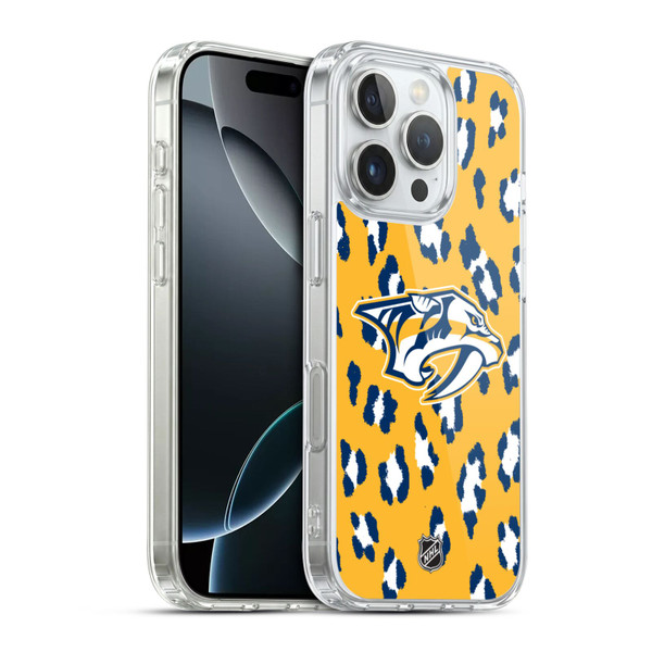 NHL Nashville Predators Leopard Pattern Soft Gel Case for Apple iPhone 16 Pro & MagSafe
