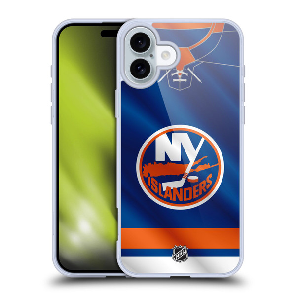 NHL New York Islanders Jersey Soft Gel Case for Apple iPhone 16 Plus