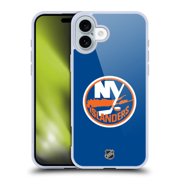 NHL New York Islanders Plain Soft Gel Case for Apple iPhone 16 Plus