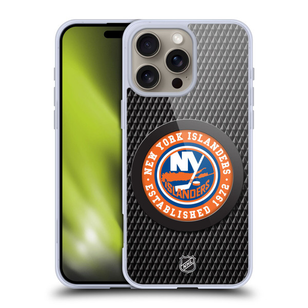 NHL New York Islanders Puck Texture Soft Gel Case for Apple iPhone 16 Pro Max