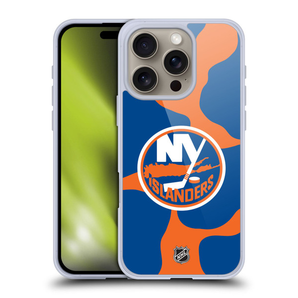 NHL New York Islanders Cow Pattern Soft Gel Case for Apple iPhone 16 Pro