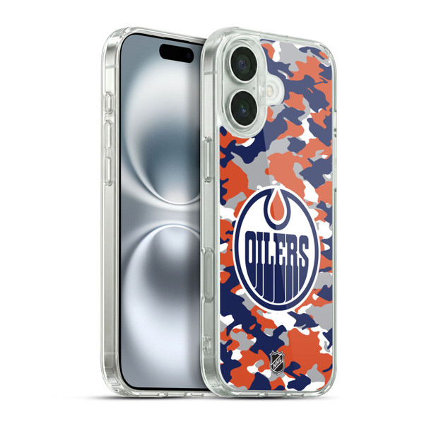 NHL Edmonton Oilers Camouflage Soft Gel Case for Apple iPhone 16 Plus & MagSafe