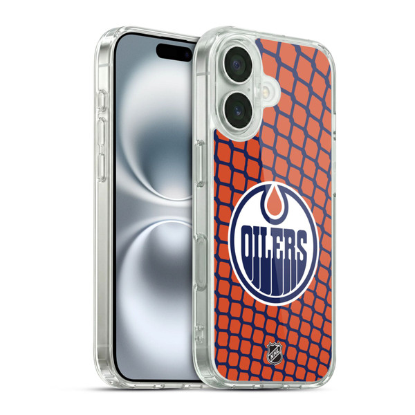 NHL Edmonton Oilers Net Pattern Soft Gel Case for Apple iPhone 16 & MagSafe