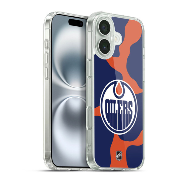 NHL Edmonton Oilers Cow Pattern Soft Gel Case for Apple iPhone 16 Plus & MagSafe