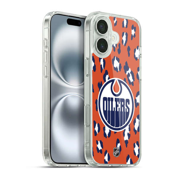 NHL Edmonton Oilers Leopard Pattern Soft Gel Case for Apple iPhone 16 Plus & MagSafe