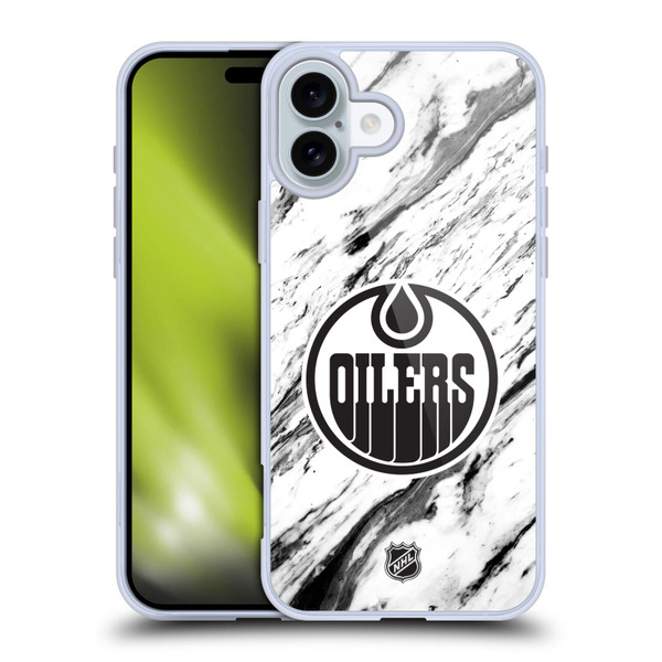 NHL Edmonton Oilers Marble Soft Gel Case for Apple iPhone 16 Plus