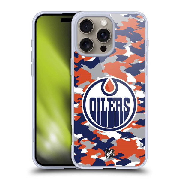 NHL Edmonton Oilers Camouflage Soft Gel Case for Apple iPhone 16 Pro Max