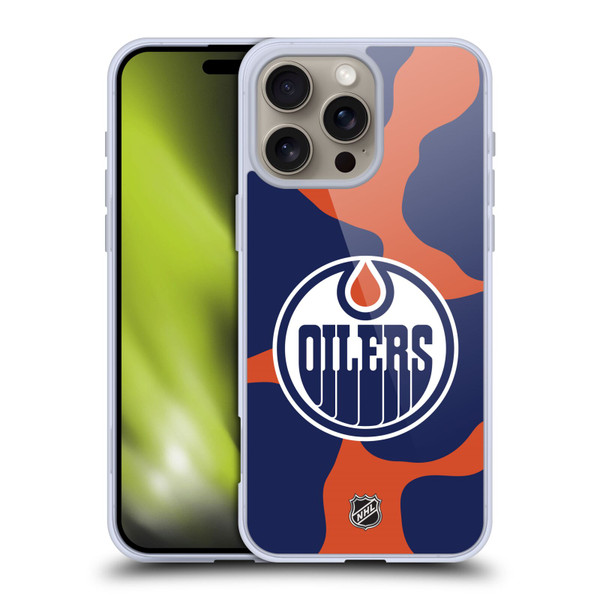 NHL Edmonton Oilers Cow Pattern Soft Gel Case for Apple iPhone 16 Pro Max