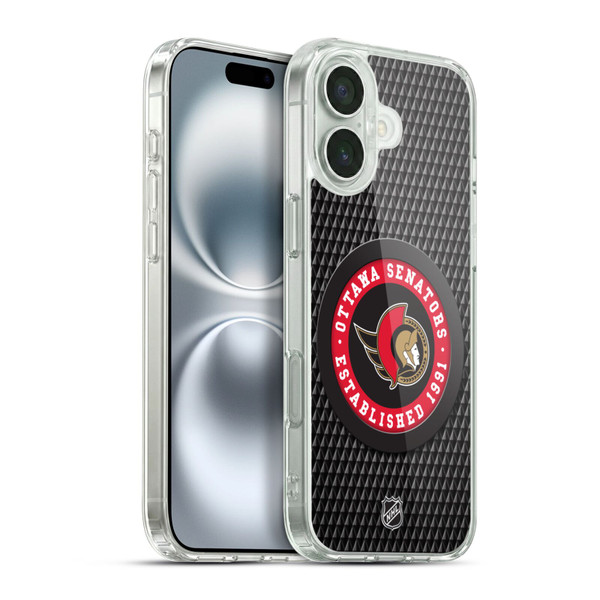 NHL Ottawa Senators Puck Texture Soft Gel Case for Apple iPhone 16 Plus & MagSafe