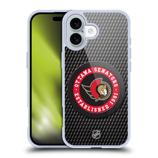 NHL Ottawa Senators Puck Texture Soft Gel Case for Apple iPhone 16