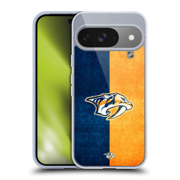 NHL Nashville Predators Half Distressed Soft Gel Case for Google Pixel 9 / Pixel 9 Pro