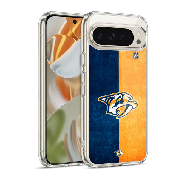 NHL Nashville Predators Half Distressed Soft Gel Case for Google Pixel 9 / Pixel 9 Pro