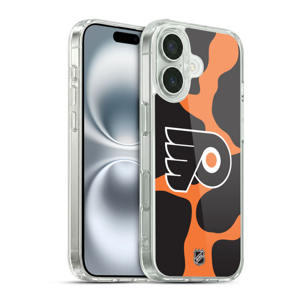 NHL Philadelphia Flyers Cow Pattern Soft Gel Case for Apple iPhone 16 & MagSafe